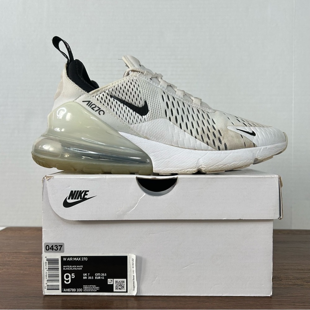 Nike Air Max 270 White Black Sneakers Women’s 9.5